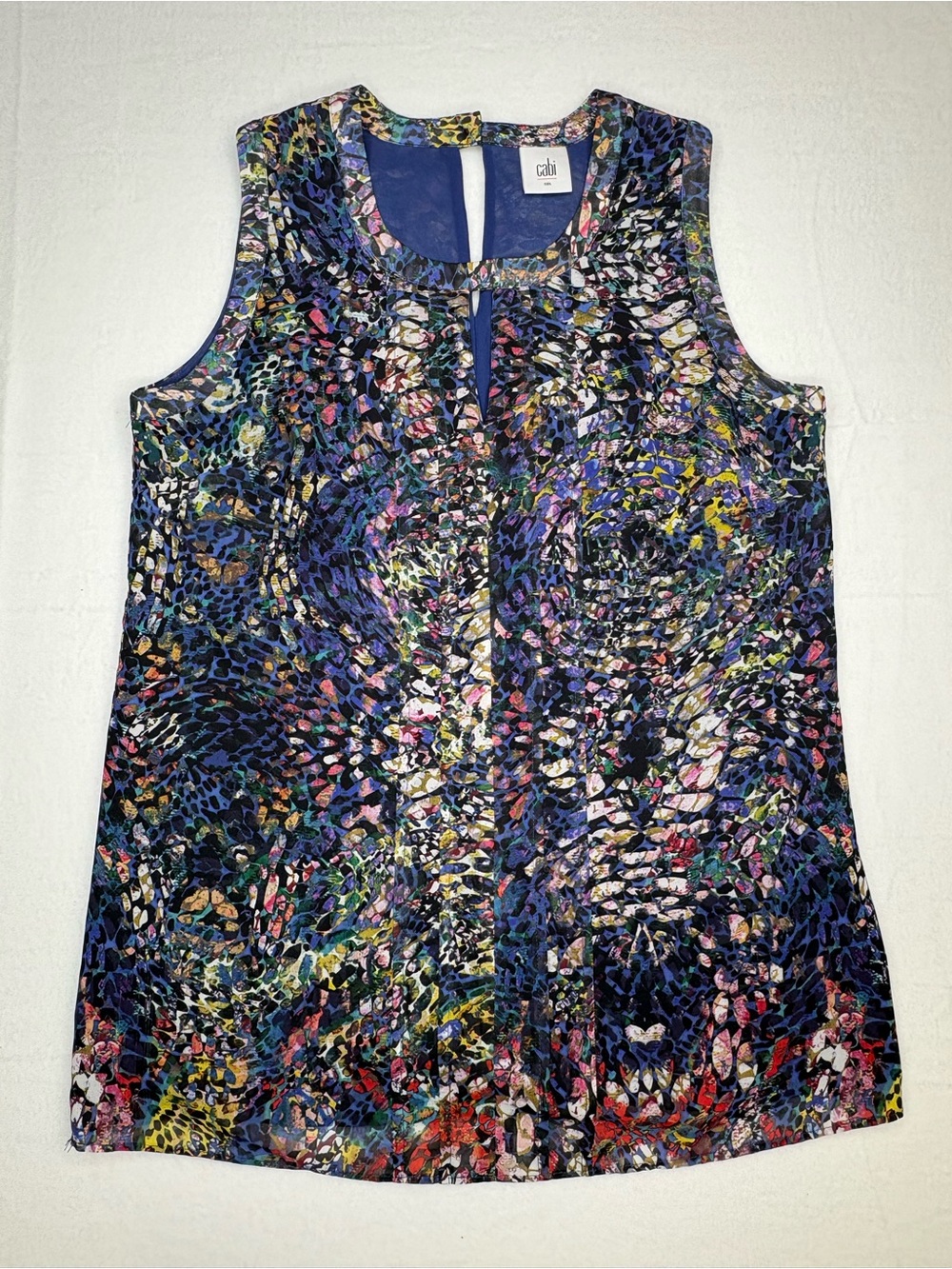 CAbi "Stained Glass" Keyhole Sleeveless Blouse, Small